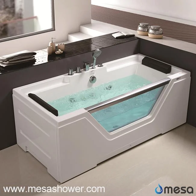 Baignoire de salle de bains de luxe, rectangulaire pour angle, au design &eacute;pur&eacute;, en acrylique renforc&eacute; de fibre de verre et verre, avec jets d&rsquo;hydromassage &agrave; remous, tr&egrave;s demand&eacute;e et &agrave; petit prix