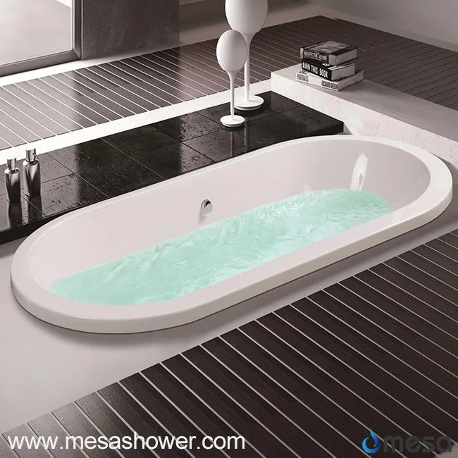 Center Drain 3 Size Optional Acrylic Oval Shape Soaking Injection Drop-in Bathtub