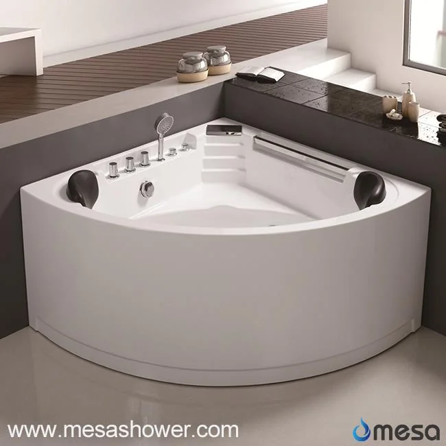 2017 Luxe rond acrylhoekbad voor de badkamer met zitplaats en bubbelbadfunctie, voor twee personen 2