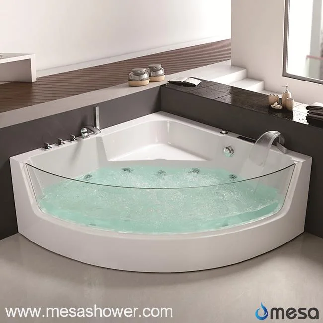 Corner Luxury Round Sector Whirlpool Jetted Massage Acrylic Fiberglass Glass Corner Large Hot Tub Bathroom Bathtub with Cheap Price for Sale