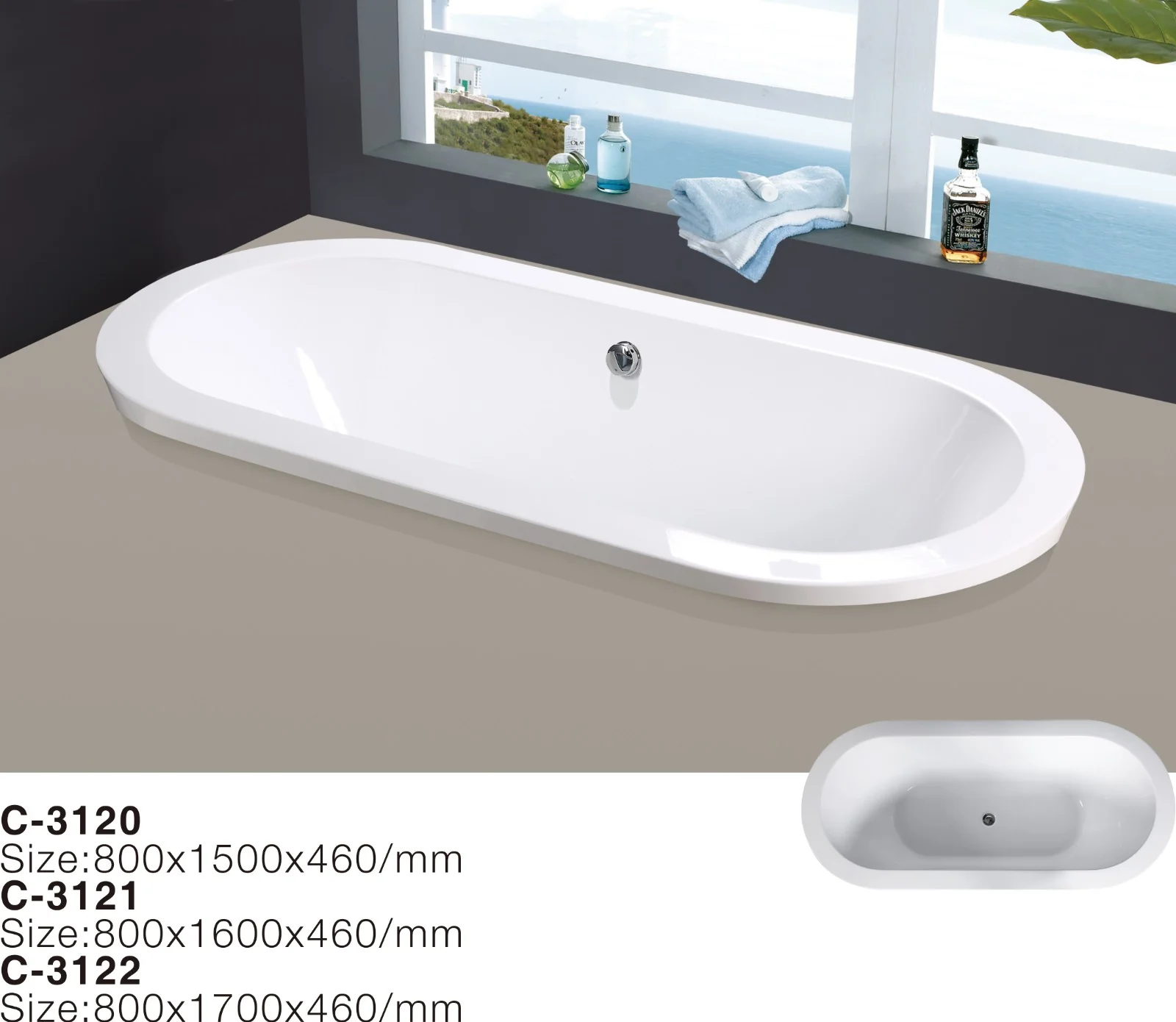 (3`) MEC3120--Center Drain 3 Size Optional Acrylic Oval Shape Soaking Injection Drop-in Bathtub.jpg