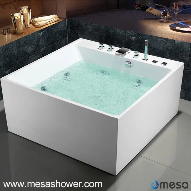 2017 New Product Acrylic Square Shape Bath Tub With Jetted Whirlpool Massage Function
