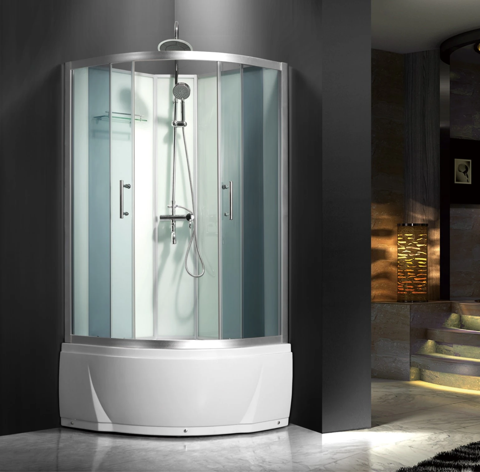 L-500-AE-2-White Painted Glass Shower Door With Tub Combo_副本.jpg