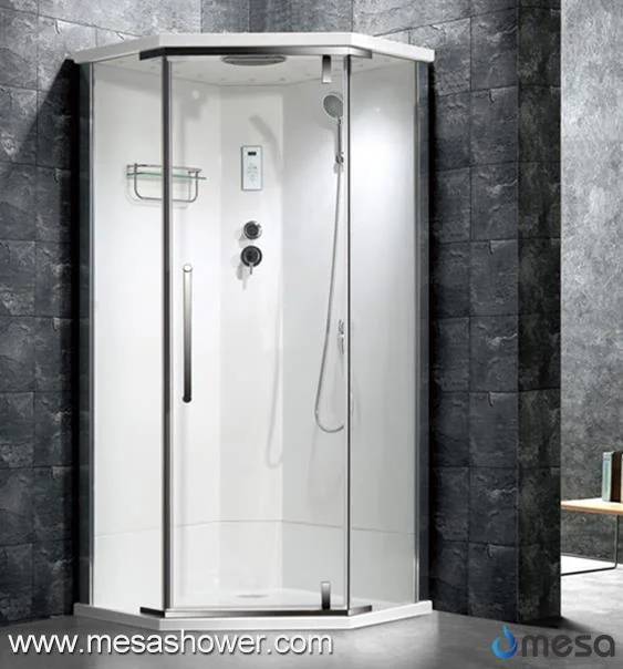 Corner Diamond Shape Shower Cabin Room With Hinge Glass Door