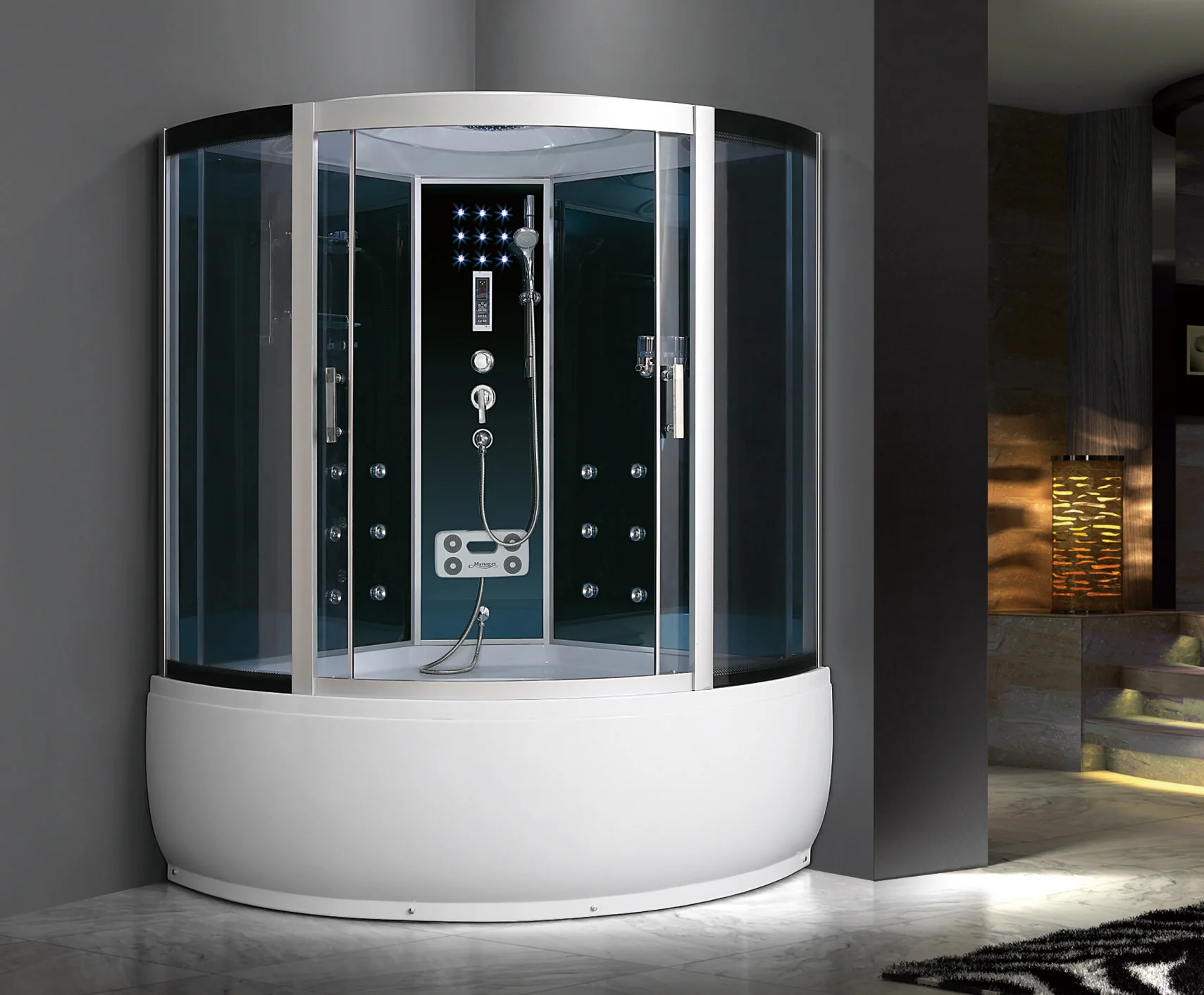 product-746-617 MER-2300 Large Corner Sector Sauna Bath Shower Tub Combo Enclosure for Sale.jpg