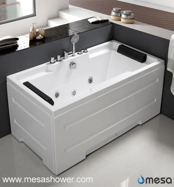 Rectangular Acrylic Two Person Bath Whirlpool Massage Tub