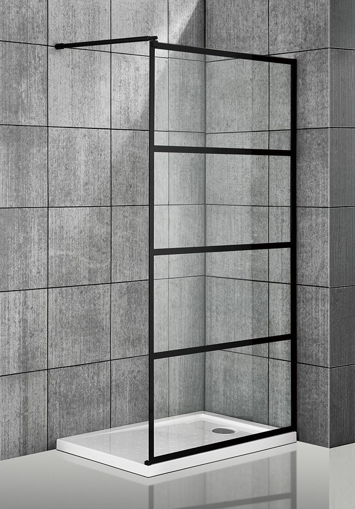 Shower door na gaya ng bintanang may itim na grid