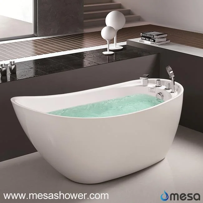Deep Freestanding Acrylic Irregular Oval Bathtub with Angle
