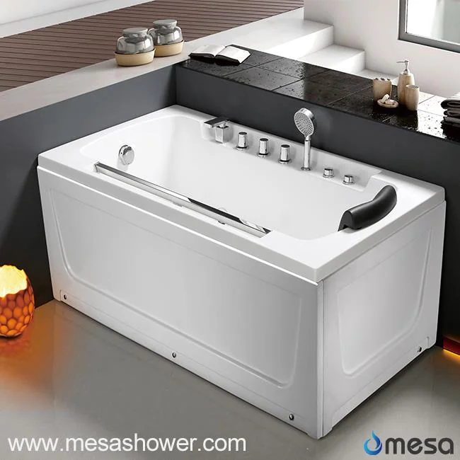 Simple Design Corner Rectangular Whirlpool Massage Jetted Acrylic Bathroom Bathtub for Sale