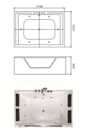 Luxuri&ouml;se Acrylbadewanne 2 f&uuml;r zwei Personen im modernen, schlichten Design mit Whirlpool-D&uuml;senmassage