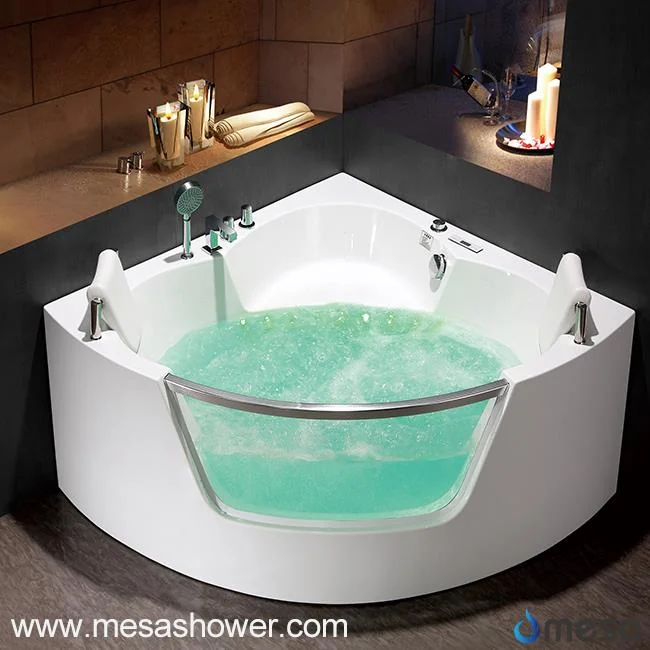 Baignoire de salle de bains de luxe pour deux 2 personnes, en acrylique renforc&eacute; de fibre de verre et verre, avec jets d&rsquo;hydromassage &agrave; remous, tr&egrave;s demand&eacute;e et &agrave; petit prix
