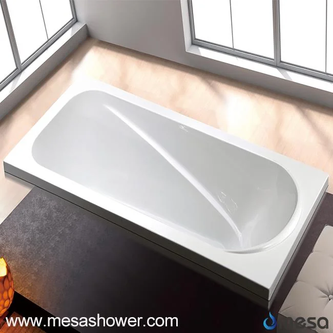 Simple Design Left Drainer White Acrylic Rectangle Drop-in Soaking Tub