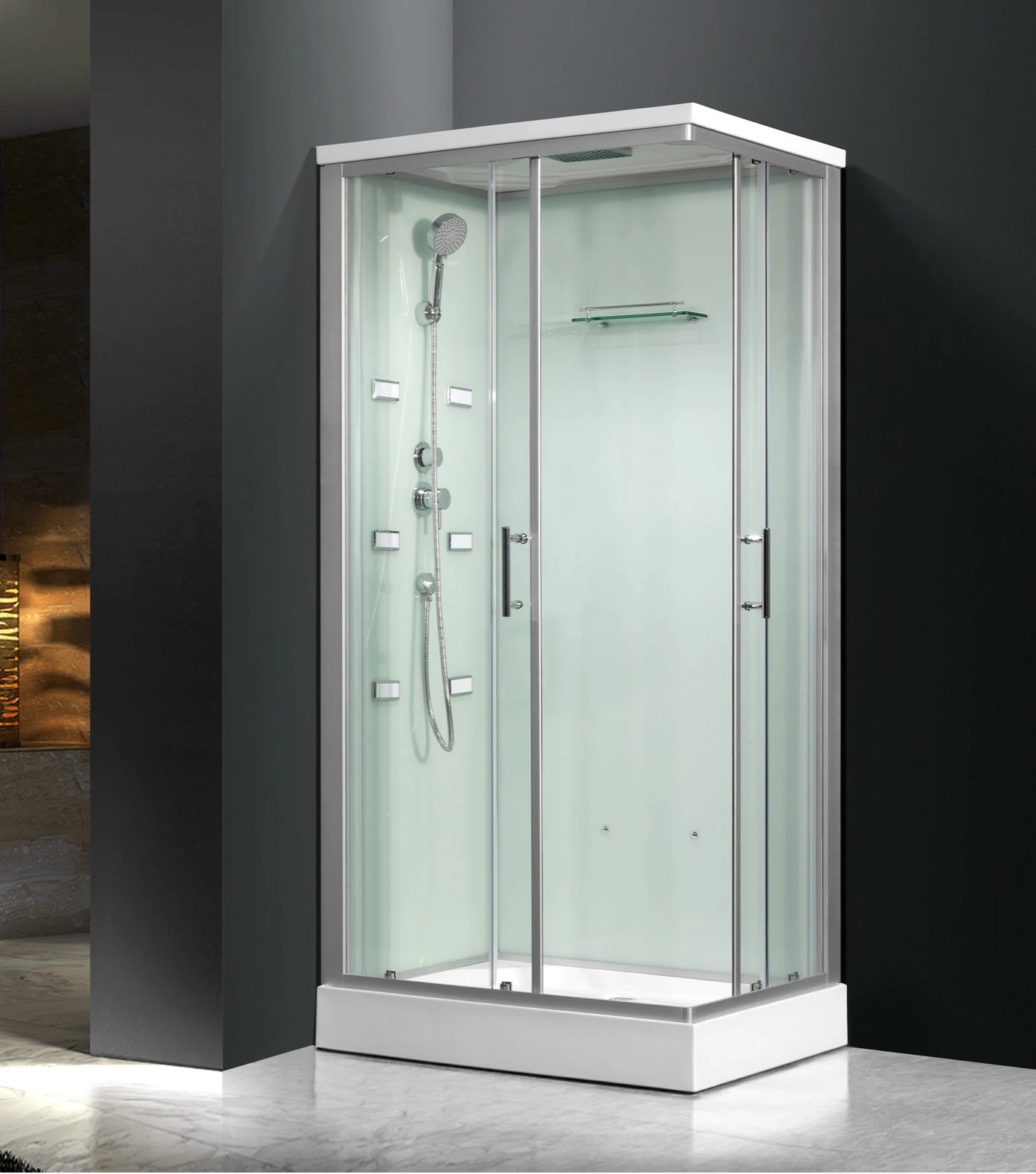 AKL-1356-Complete Massage Shower Cubicle Of White Painted Back Glass_副本.jpg