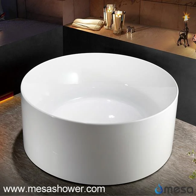 Center Drain Round Design Free Staning Acrylic Bathtub for One or Two Person