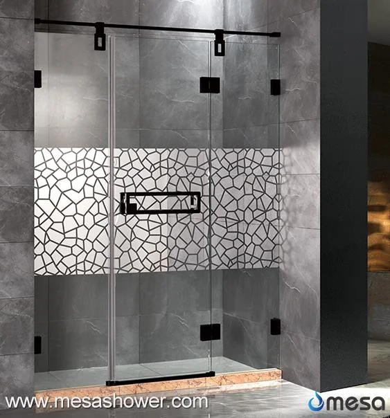 In Line Shower Door With Pattern Tempered Glass