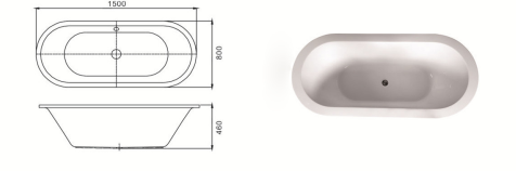 Center Drain 3 Size Optional Acrylic Oval Shape Soaking Injection Drop-in Bathtub