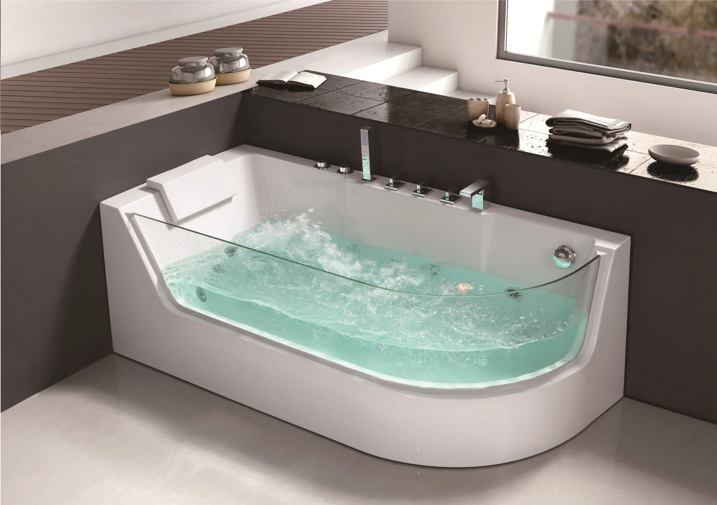 product-746-526 C-402 C-C-3132(R) Corner Jetted Whirlpool Massage Acrylic Glass Modern Simple Design Bathtub Tub with Cheap Price.jpg