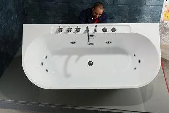 product-1-1 C-3194-2017 Neue freistehende Acrylbadewanne mit ovalem Innenbecken und Whirlpoolmassage Tub-4(001)
