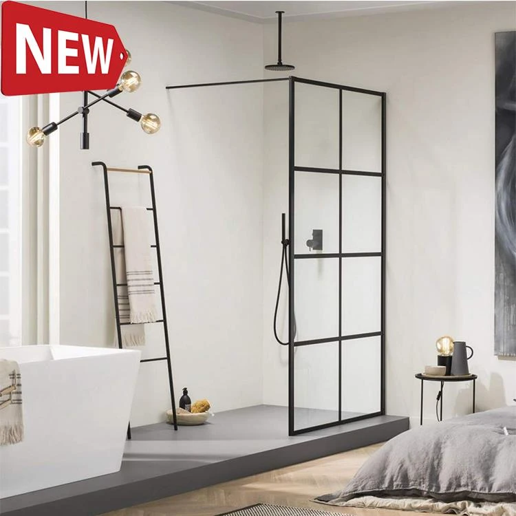 PF-84 Black Framed Glass Shower Door.