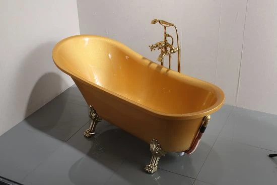 product-1-1 C-3198-JSB_2017 New Charming European Style Golden Oval Acrylic Free Standing Soaking Hot Tub-3(001)