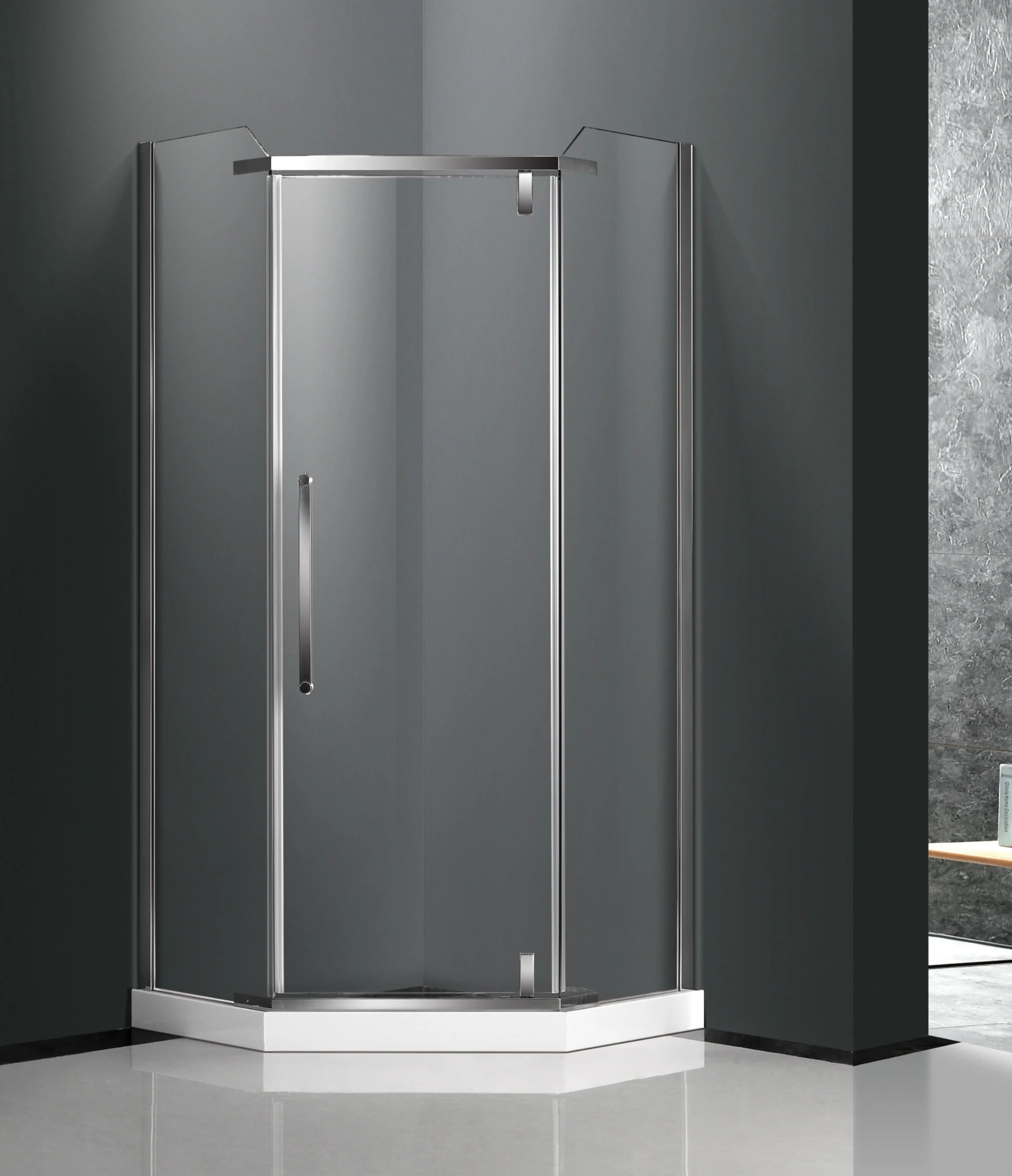 WZ-06 Corner Diamond Extreme Frameless Stainless Steel Pivot Shower Enclosure.jpg