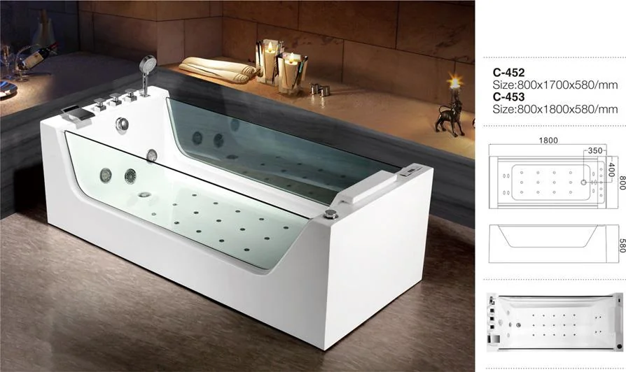 product-750-446 C-452-- Newly Rectangular Double Glass Sides Whirlpool Massage Bath Tub.jpg