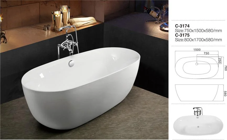 C-3174-Modern Bồn ngâm acrylic hình oval đặt độc lập mới ra mắt, thiết kế tối giản.jpg