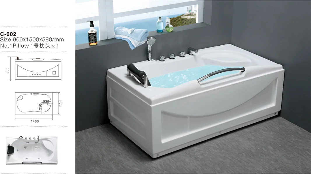product-700-393 (2)C-002 --Classic Rectangular Whirlpool Massage Bath Tub with Hand Holder.jpg