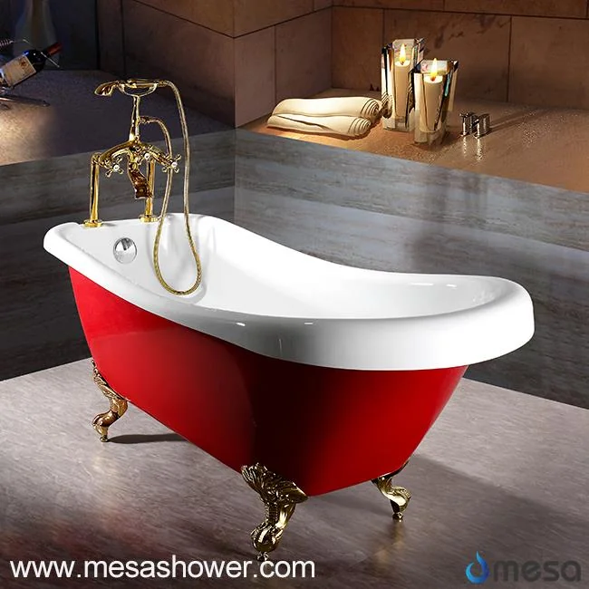 Classical Charming Red European Freestanding Clawfoot Soaking Bath Tub