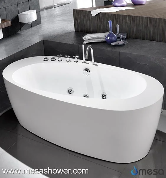 Modern Jetted Acrylic Free Standing Bath Tub With Oval Shape