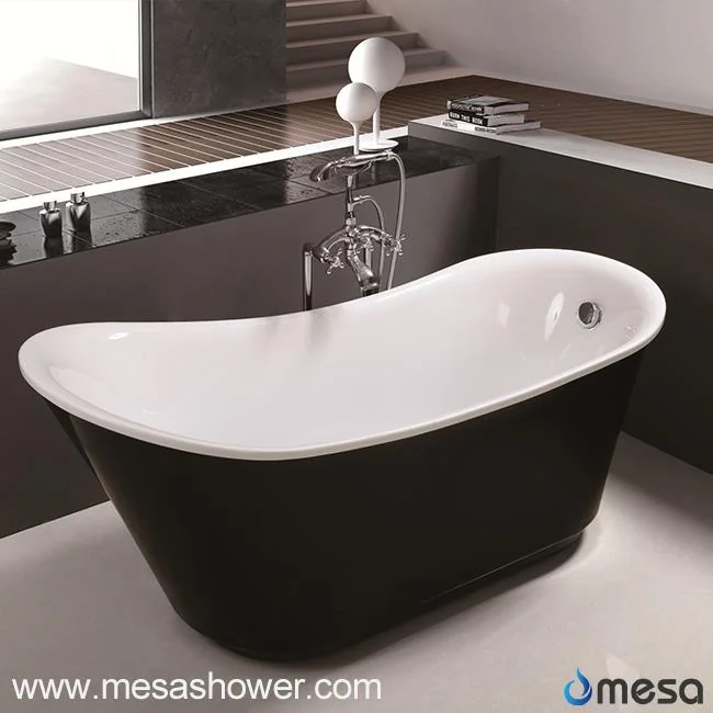 Bathtub na solid surface acrylic na itim, hugis-itlog na hindi regular, malayang nakapuwesto para sa pagbababad