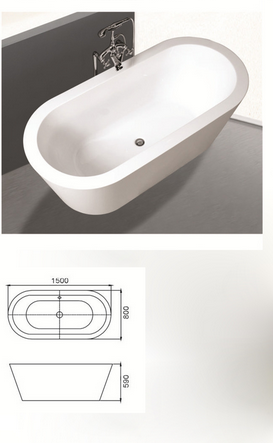 Ovale freistehende Acrylbadewanne mit &Uuml;berlauf und Chromoberfl&auml;che