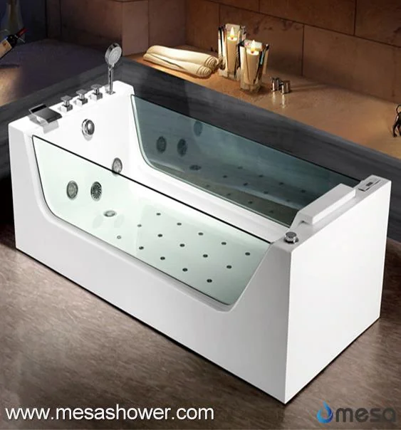 Newly Rectangular Double Glass Sides Whirlpool Massage Bath Tub