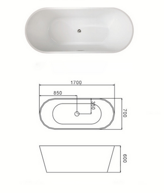 Vasca freestanding ovale in acrilico per immersione profonda, lusso nero Vasca freestanding ovale in acrilico per immersione profonda, lusso nero