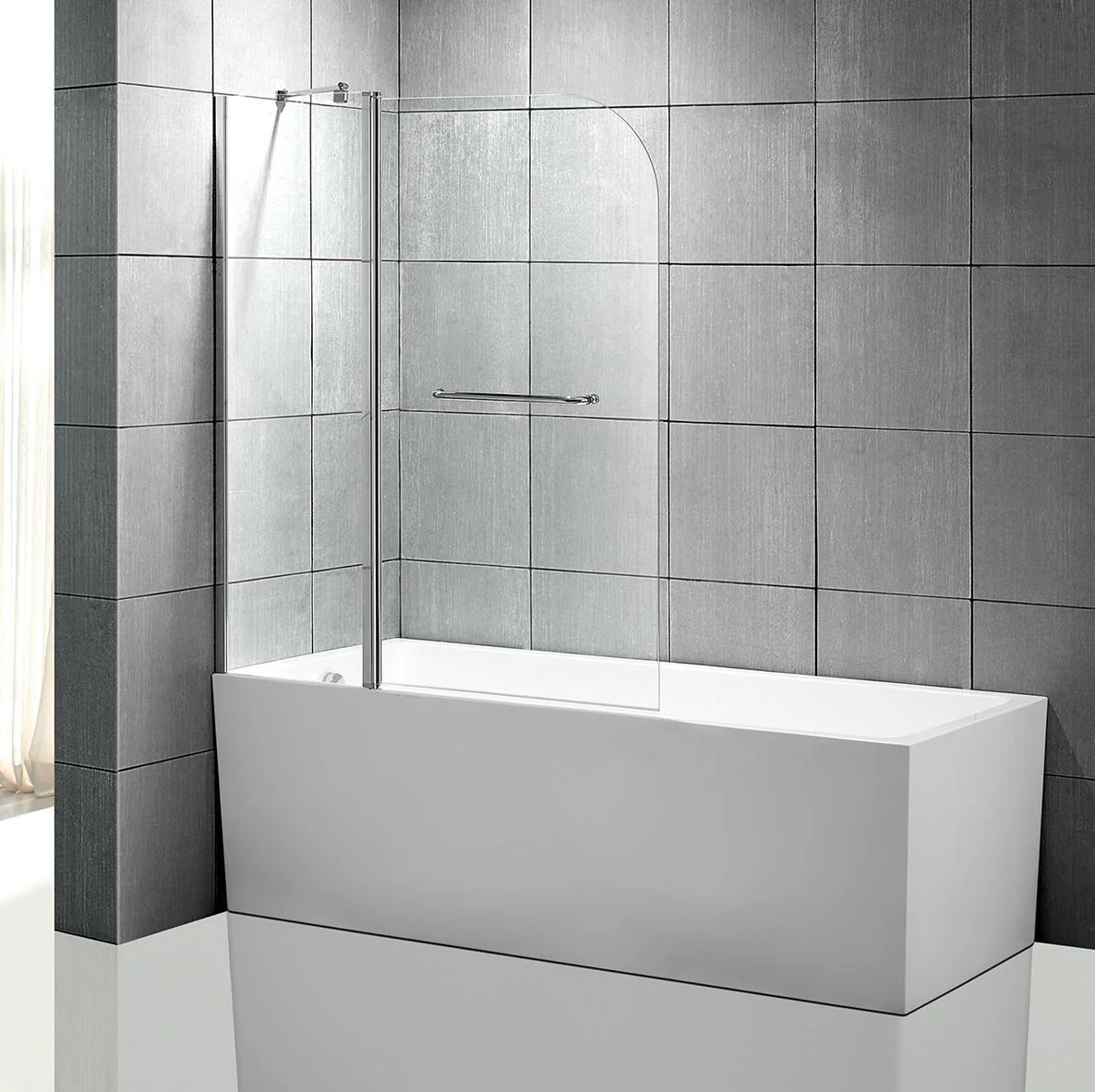 PF-74-12-Y_Frameless Tub Shower Pivot Door of Tempered Glass Material PF-74-12-Y_Frameless Tub Shower Pivot Door of Tempered Glass Material