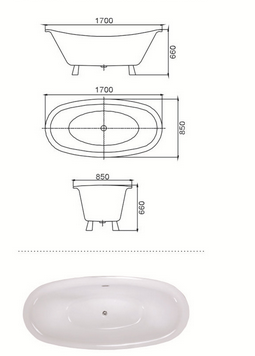 Vintage Style Oval Shape Claw Tub Made of Acrylic