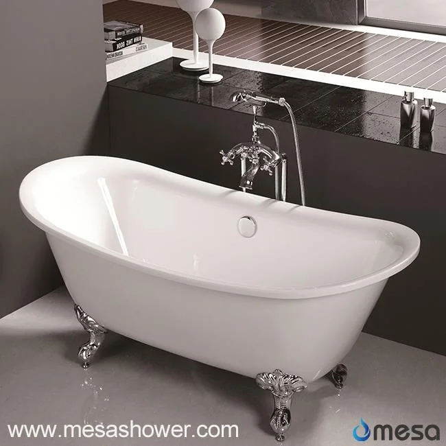 Romantic luxury Double-Ended Slipper Bath Tub With Chrome Clawfoot