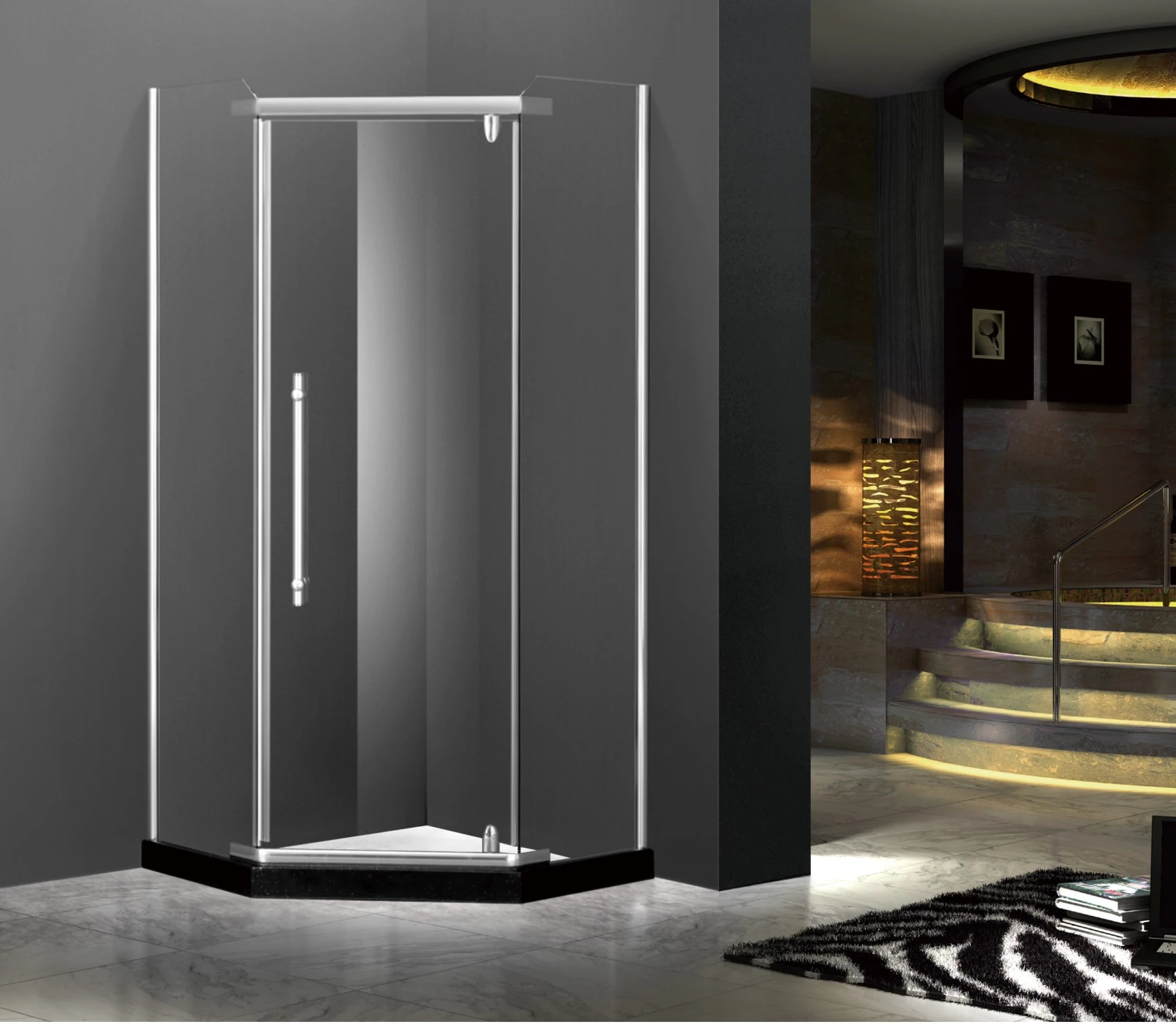 A-65 Cheap Price Corner Diamond Frameless Clear Glass Bathroom Pivot Shower Enclosure_副本.jpg