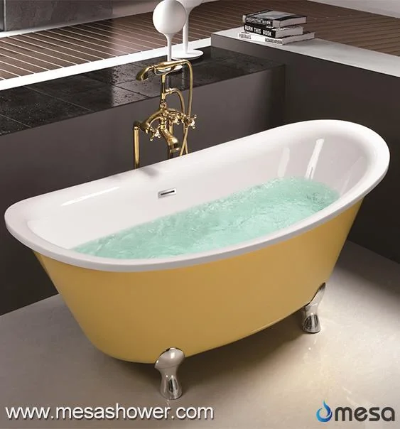 Classical Design Stand alone Yellow Clawfoot Tub