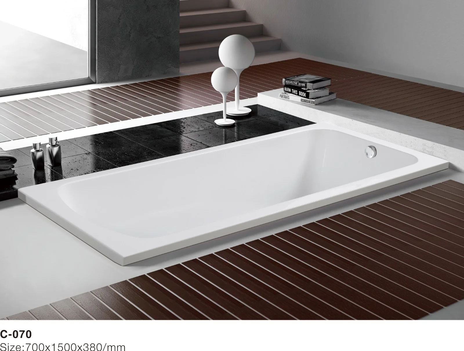 (1) MEC070--Simple Design Economic White Acrylic Rectangle Drop-in Soaking Hot Tub.jpg