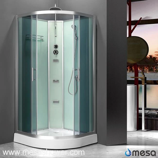 White Corner Shower Stall With Back Massage
