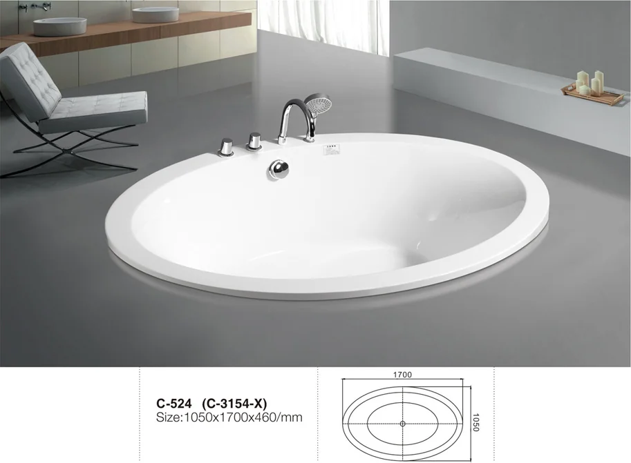 MC-524 C-3154-X-Alcove Baignoire ovale en acrylique à surface solide à encastrer.jpg