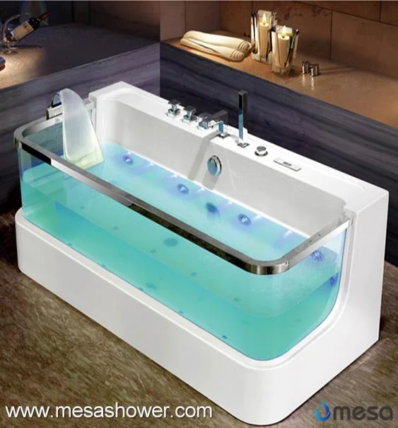 Newly Rectangular Glass Window Whirlpool Massage Bath Tub