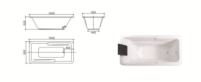 Simple Design White Acrylic Rectangle Shape Drop-in Soaking Hot Tub Simple Design White Acrylic Rectangle Shape Drop-in Soaking Hot Tub
