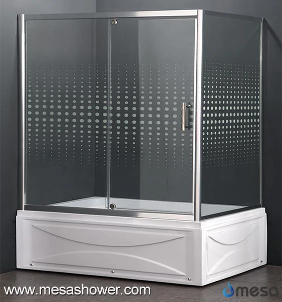 High Gloss Corner Rectangular Spotted Glass Sliding Shower Door Bathtub Combo
