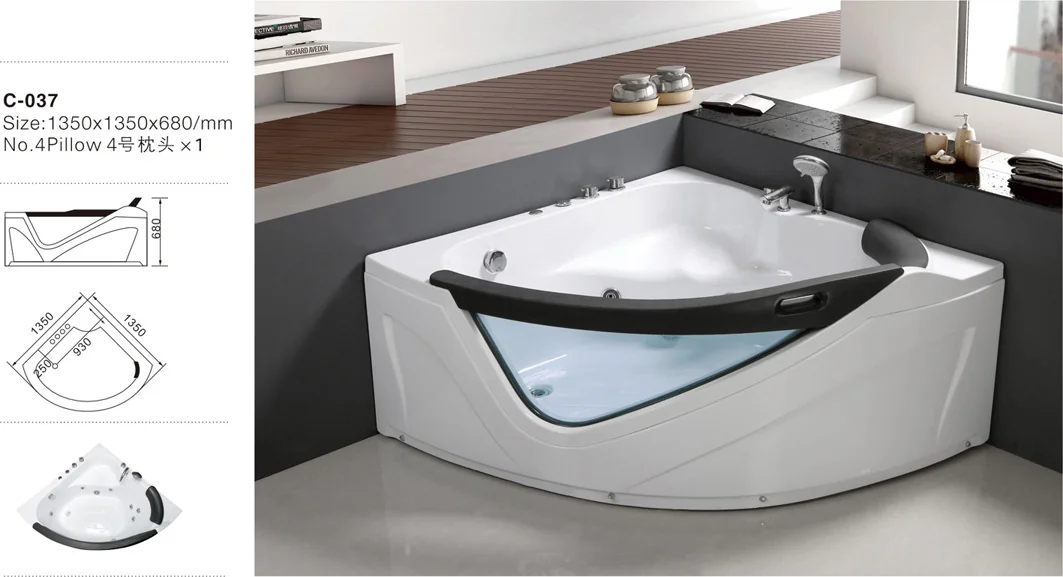 product-746-405 C037 2017 New Design White Black Glass Corner Sector Cheap Price Whirlpool ABS Bathroom Bathtub.jpg