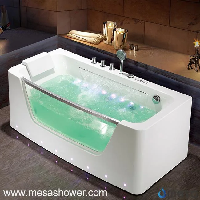 Contemporary Design Simple Style Large Stand Alone Whirlpool Massage Jetted Acrylic Fiberglass Hot Tub Bathroom Bathtub for Sale