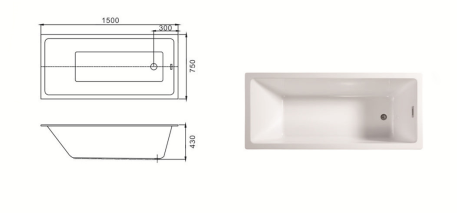 Left Drain Acrylic Rectangular Shape Soaking Injection Drop-in Bathtub Left Drain Acrylic Rectangular Shape Soaking Injection Drop-in Bathtub