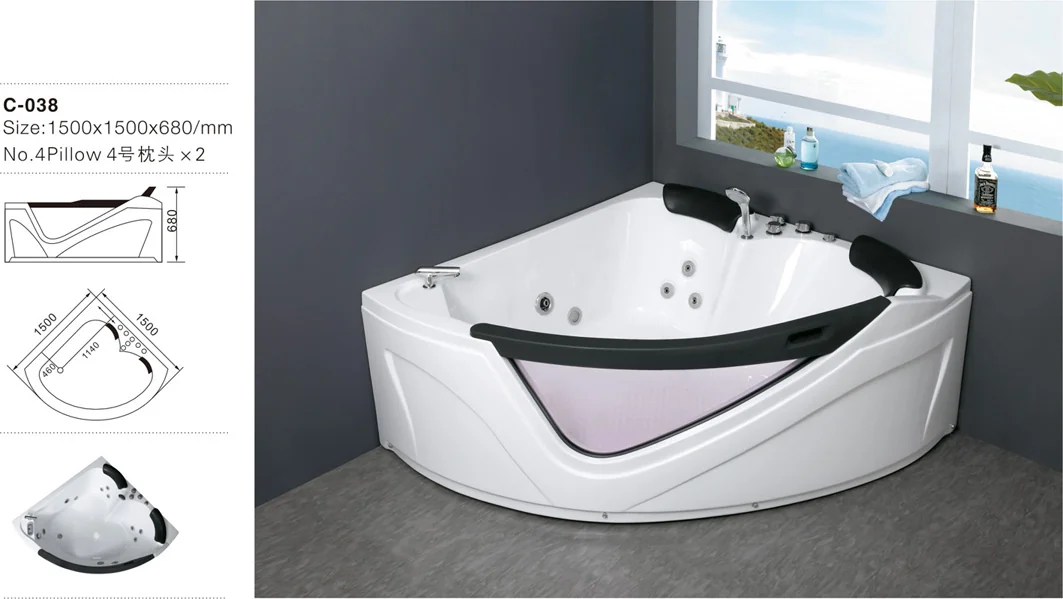 product-746-420 C038 2017 New Design White Black Glass Corner Sector Whirlpool Jetted ABS Bathroom Bathtub with Cheap Price.jpg