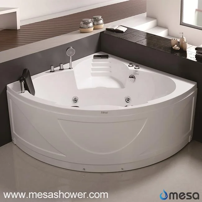Corner Sector Acrylic Fiberglass Hot Tub Jetted Massage Whirlpool Bathroom Bathtub with Cheap Price for Sale